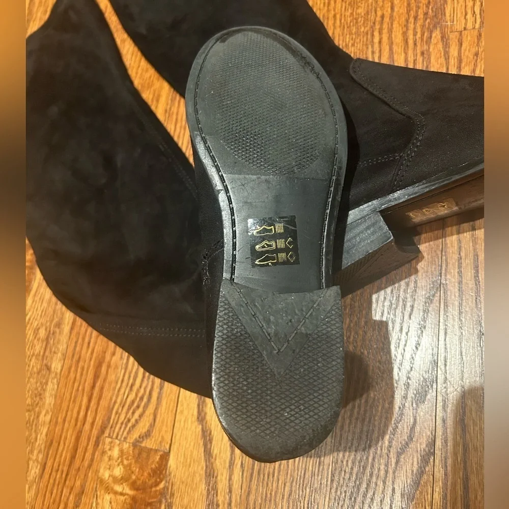 Aldo Black Over The Knee Riding Boots Stretch Suede Low Heel Size 7